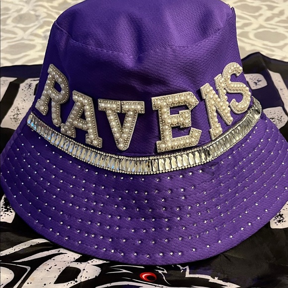 Purple RAVENS Bucket Hat with Rhinestone Accents - Picture 1 of 6